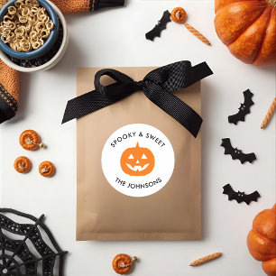 Minimalist Spooky Vibes – Personalized Halloween  Classic Round Sticker