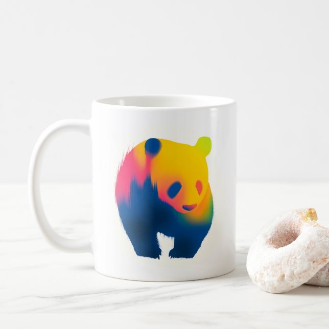 Minimalist Spray Paint Panda Silhouette Coffee Mug (With Donut)