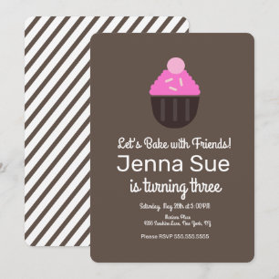 Minimalist Sprinkle Cupcake Decorating Birthday Invitation