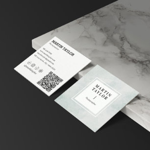 Minimalist Square QR Code Social Media Business Card