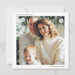 Minimalist Square Single Photo Personalized Holiday Card
