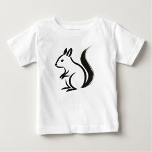 Minimalist Squirrel – Ink Brush Animal on Baby T-Shirt