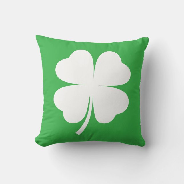 Minimalist St. Patrick’s Day Clover Design Throw Pillow (Front)