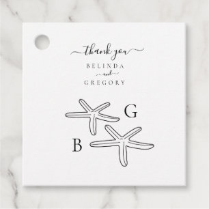Minimalist Starfish Beach Monogram Wedding  Favour Tags