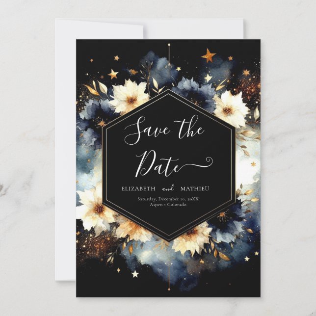 Minimalist Stars Celestial Wedding Save The Date (Front)
