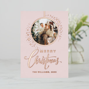 Minimalist Stars Photo gold Christmas  Foil Holiday Card