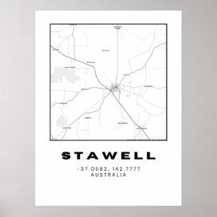 Minimalist Stawell Map with Coordinates   Poster