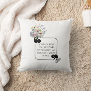 Minimalist Stoic Inner PEACE Illustrated quote Throw Pillow