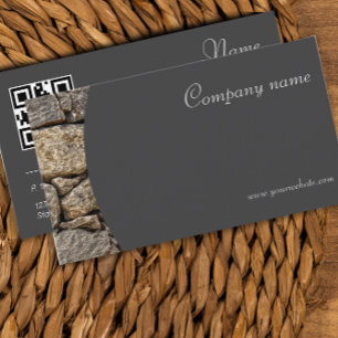 Minimalist stone photography QR grey Business Card