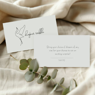 Minimalist Stork Neutral Baby Shower Diaper Raffle Enclosure Card
