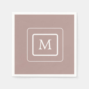 Minimalist Stormy Blush   Monogram Paper Napkin