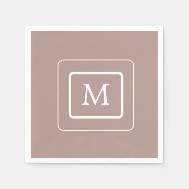 Minimalist Stormy Blush | Monogram Paper Napkin (Front)