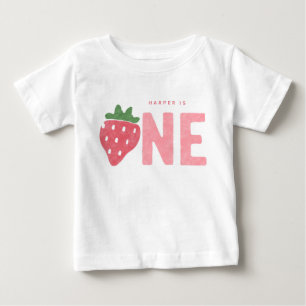 Minimalist Strawberry Berry First birthday Baby T-Shirt