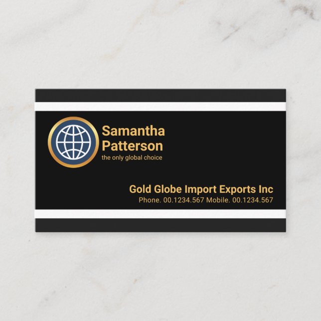 Minimalist Striking White Lines Import Export Business Card (Front)