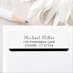 Minimalist Stripe Black/White Personalized Address