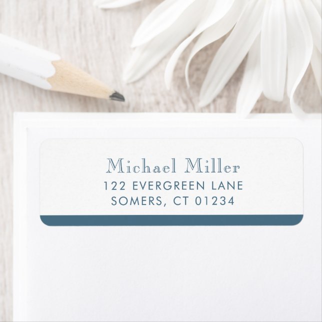 Minimalist Stripe Dusty Blue Personalized Address (Insitu)