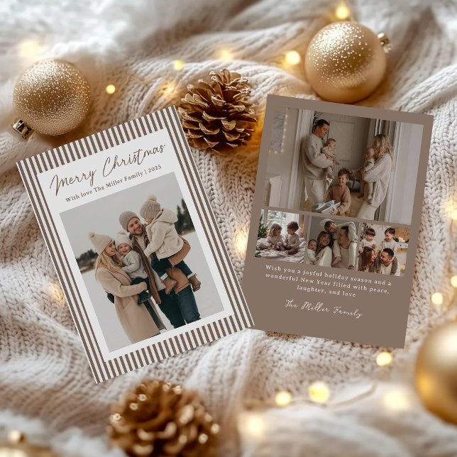 Minimalist Stripe Family Christmas Photo Holiday Card (Creator Uploaded)