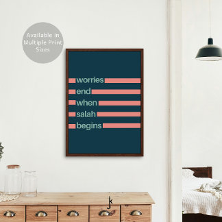 Minimalist Stripe Islamic Quote in Dark Green Pink Poster