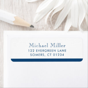 Minimalist Stripe Navy Blue Personalized Address