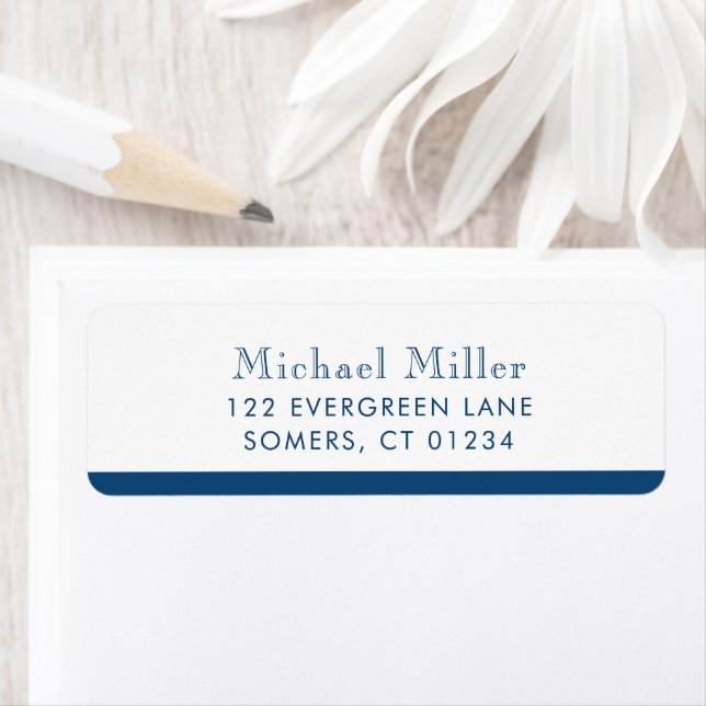 Minimalist Stripe Navy Blue Personalized Address (Insitu)