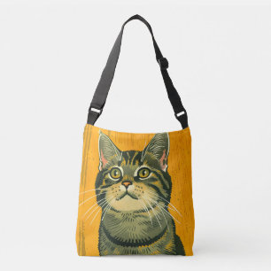 Minimalist Striped Grey Tabby Crossbody Bag