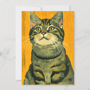 Minimalist Striped Grey Tabby Holiday Card