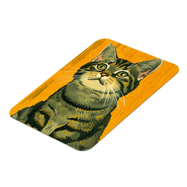 Minimalist Striped Grey Tabby  Magnet (Left Side)