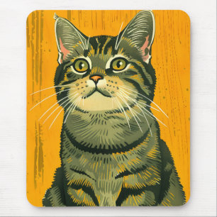Minimalist Striped Grey Tabby  Mouse Pad