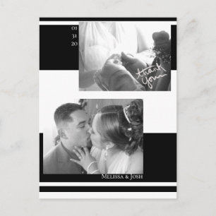 Minimalist Stripes Black and White Wedding Postcard