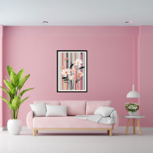 Minimalist Stripes Flower Modern Art Poster