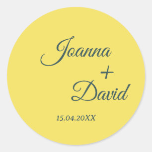 Minimalist Style   Calligraphy Font Wedding Classic Round Sticker