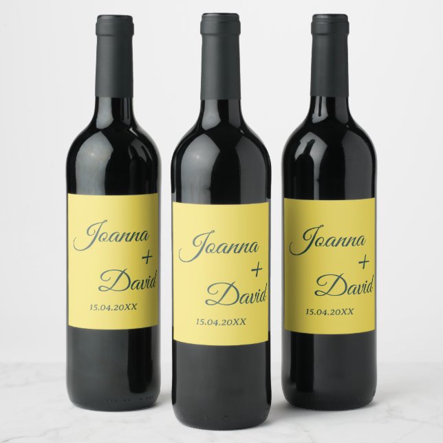 Minimalist Style | Calligraphy Font Wedding Wine Label (Bottles)