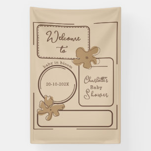 Minimalist Style Flower Notes Baby Shower Banner
