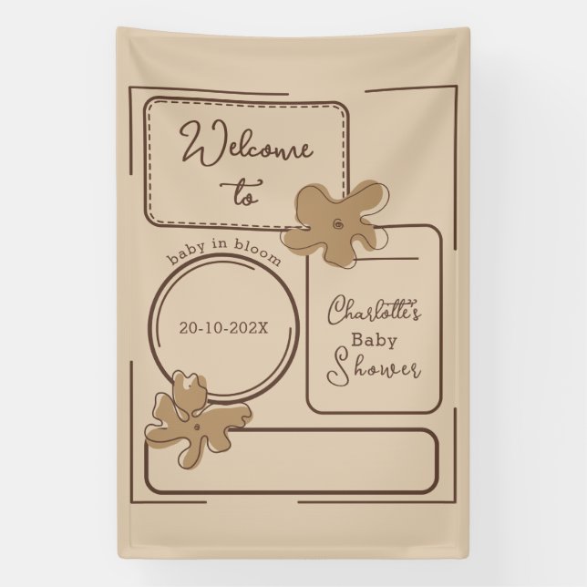 Minimalist Style Flower Notes Baby Shower Banner (Vertical)