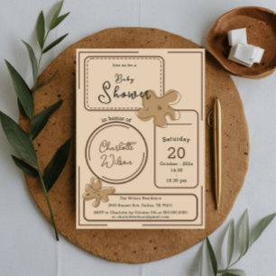 Minimalist Style Flower Notes Baby Shower Invitation