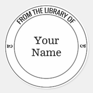 Minimalist Style Modern Bookplate for Book Lovers Classic Round Sticker
