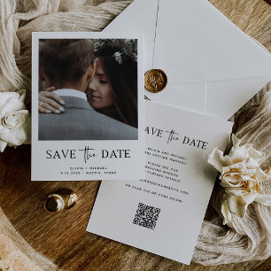 Minimalist Style   One Photo and QR Code Save The Date