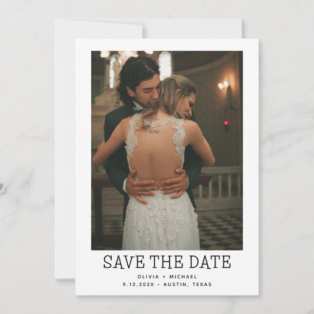 Minimalist Style | One Photo Save The Date (Front)