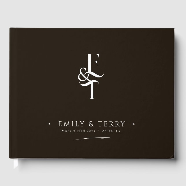 Minimalist Style Personalized Monogram Wedding Guest Book (Front)