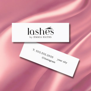 Minimalist Stylish Black White Lash Artist Mini Business Card