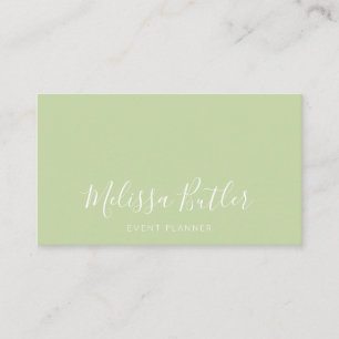 Minimalist Stylish Calligraphy Pastel Green Business Card
