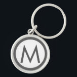 Minimalist Stylish Monogram Initial Grey Keychain<br><div class="desc">Modern minimalist design features a stylish monogram initial in grey and white.</div>