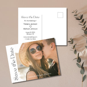 minimalist stylish photo chic save the date announcement postcard