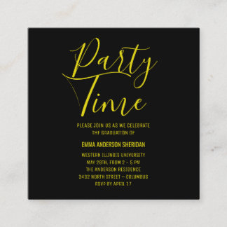 Minimalist Stylish Script Black & White Grad Party Enclosure Card