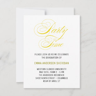 Minimalist Stylish Script Gold Grad Party RSVP Card