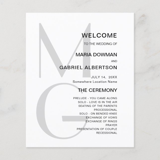 Minimalist stylish. Typography monogram Wedding Pr (Front)