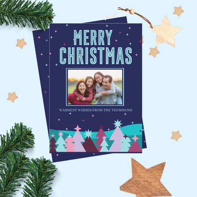 Minimalist Stylish Winter Pine Tree Christmas Holiday Card (Creator Uploaded)