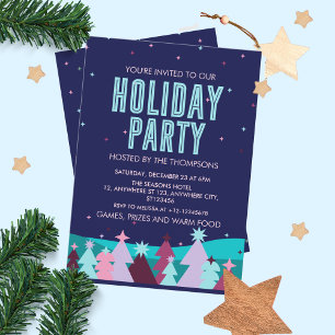 Minimalist Stylish Winter Pine Tree Holiday Party Invitation