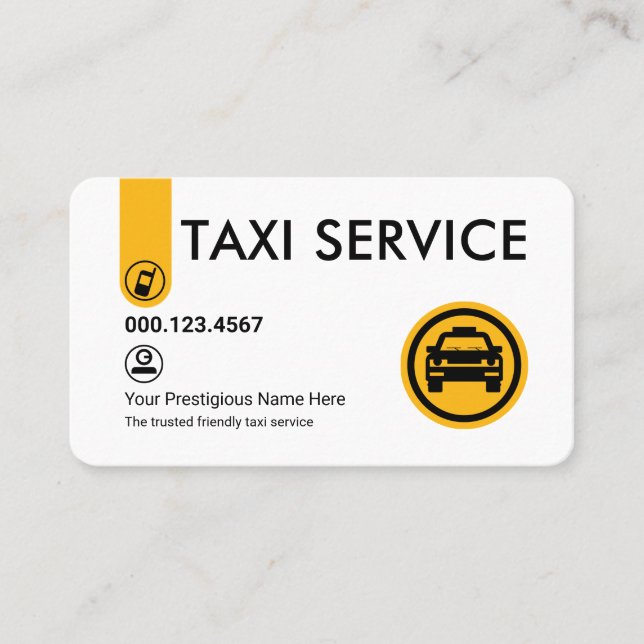 Minimalist Stylish Yellow Taxi Tab Business Card (Front)