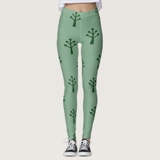 Minimalist Stylized Green Trees  Leggings
